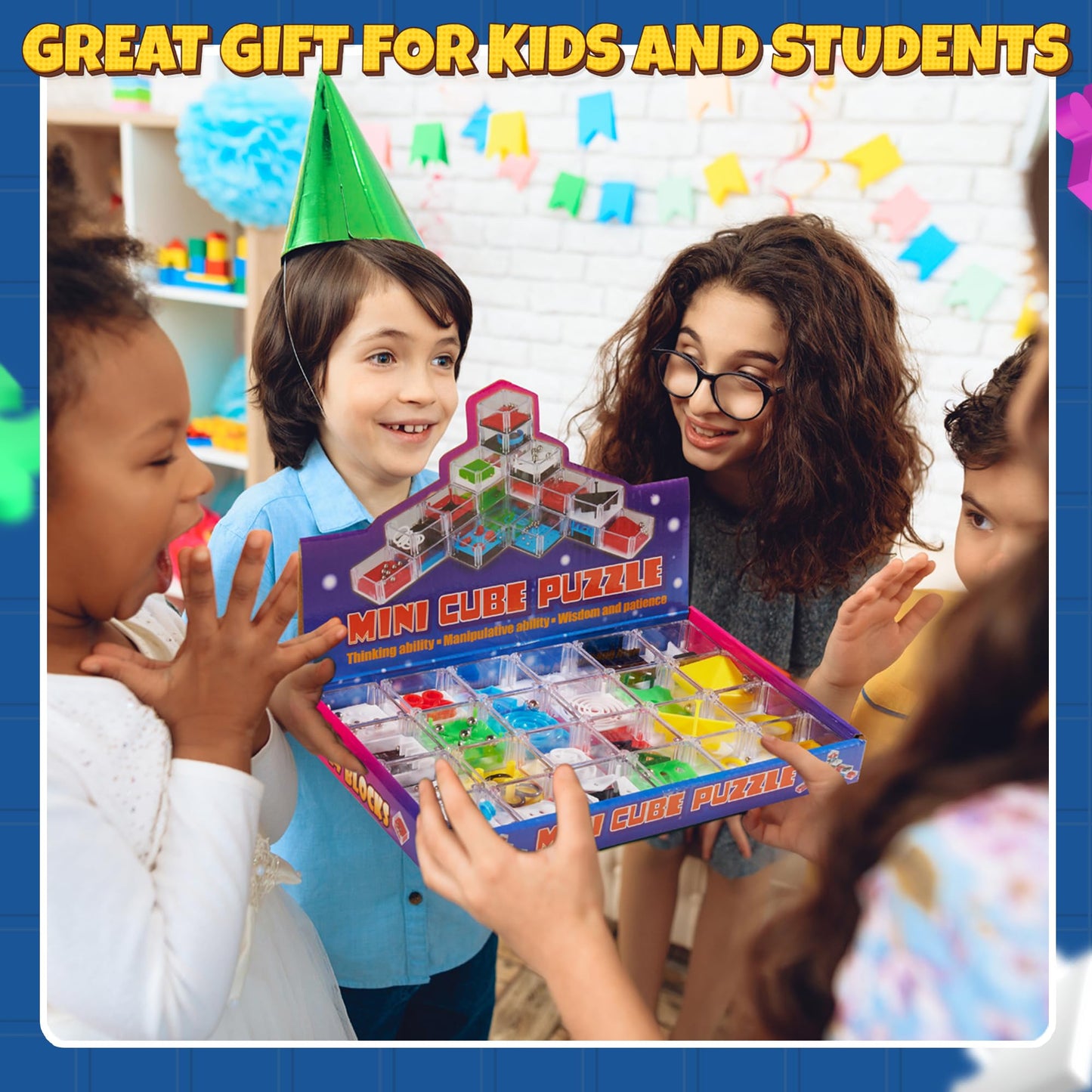 Bedwina Mini Cube Puzzle Box Set – 24-Pack 1.5" 3D Brain Teasers & Mini Maze Balls, IQ Balance Game Party Favors for Kids, Teens & Adults