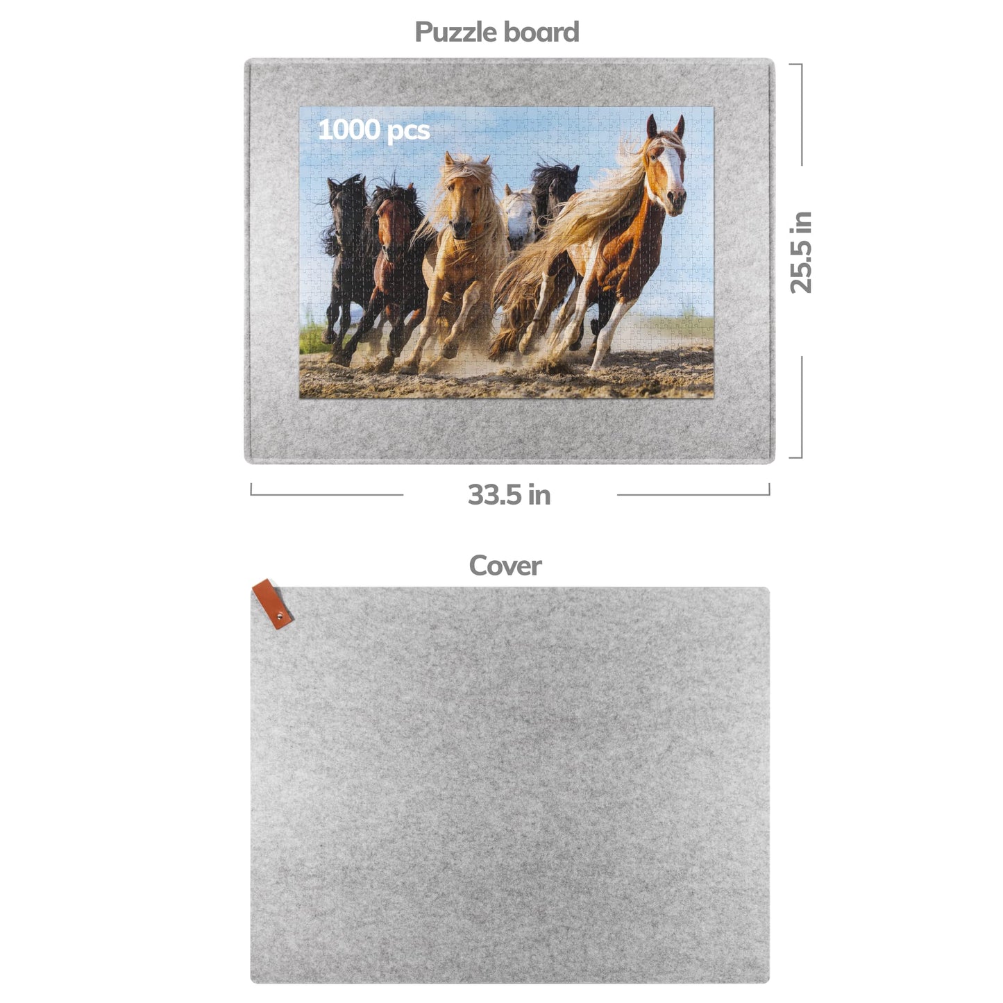 1000 Piece Jigsaw Puzzle Boards Portable, Puzzle Mat with Cover, Lightweight Puzzle Tray Storage System, Felt Table Top by Coobe (Gray)