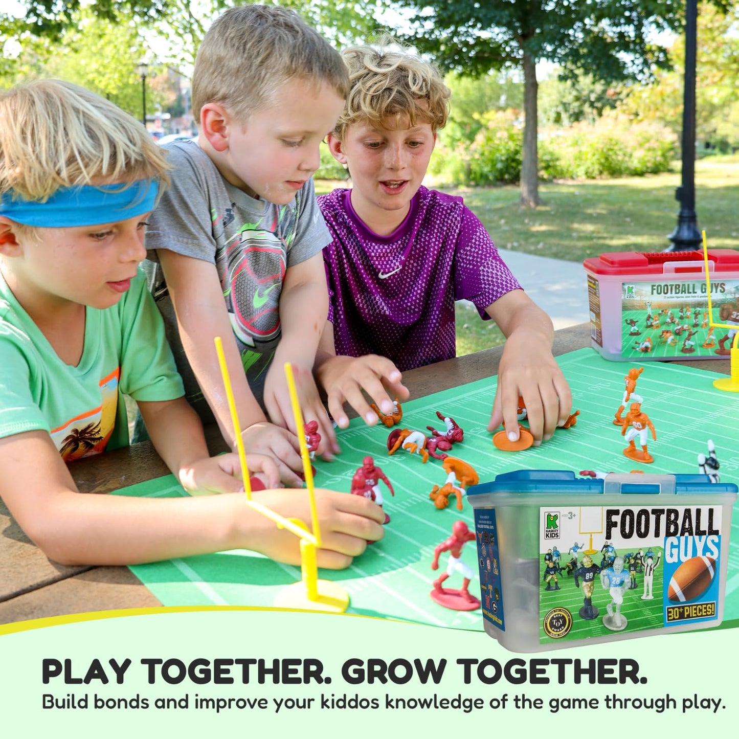 Kaskey Kids Football Guys Set – 30-Piece Maroon vs Orange Teams with Accessories & Travel Case, Sports Action Figures for Ages 3+