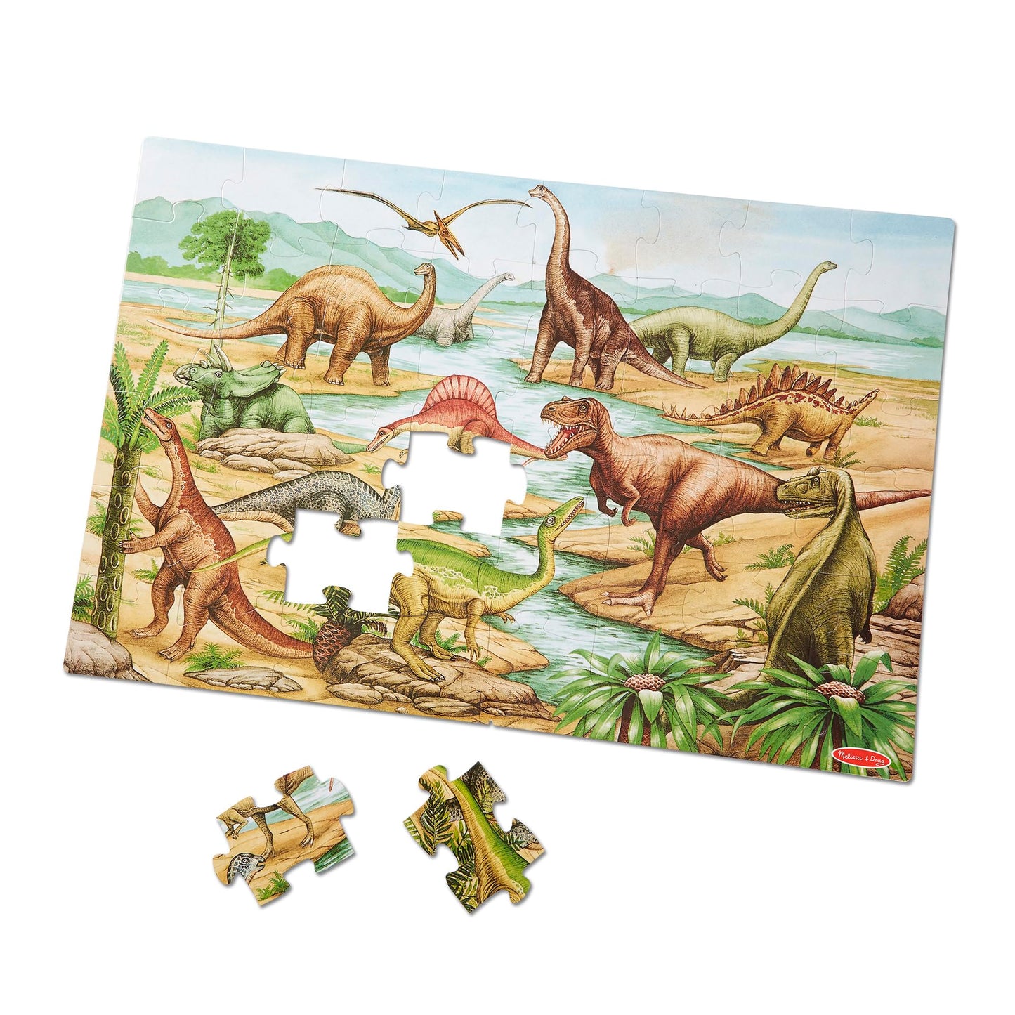 Melissa & Doug Dinosaurs Floor Puzzle - 48 Pieces (2 Feet x 3 Feet Assembled) - FSC Certified