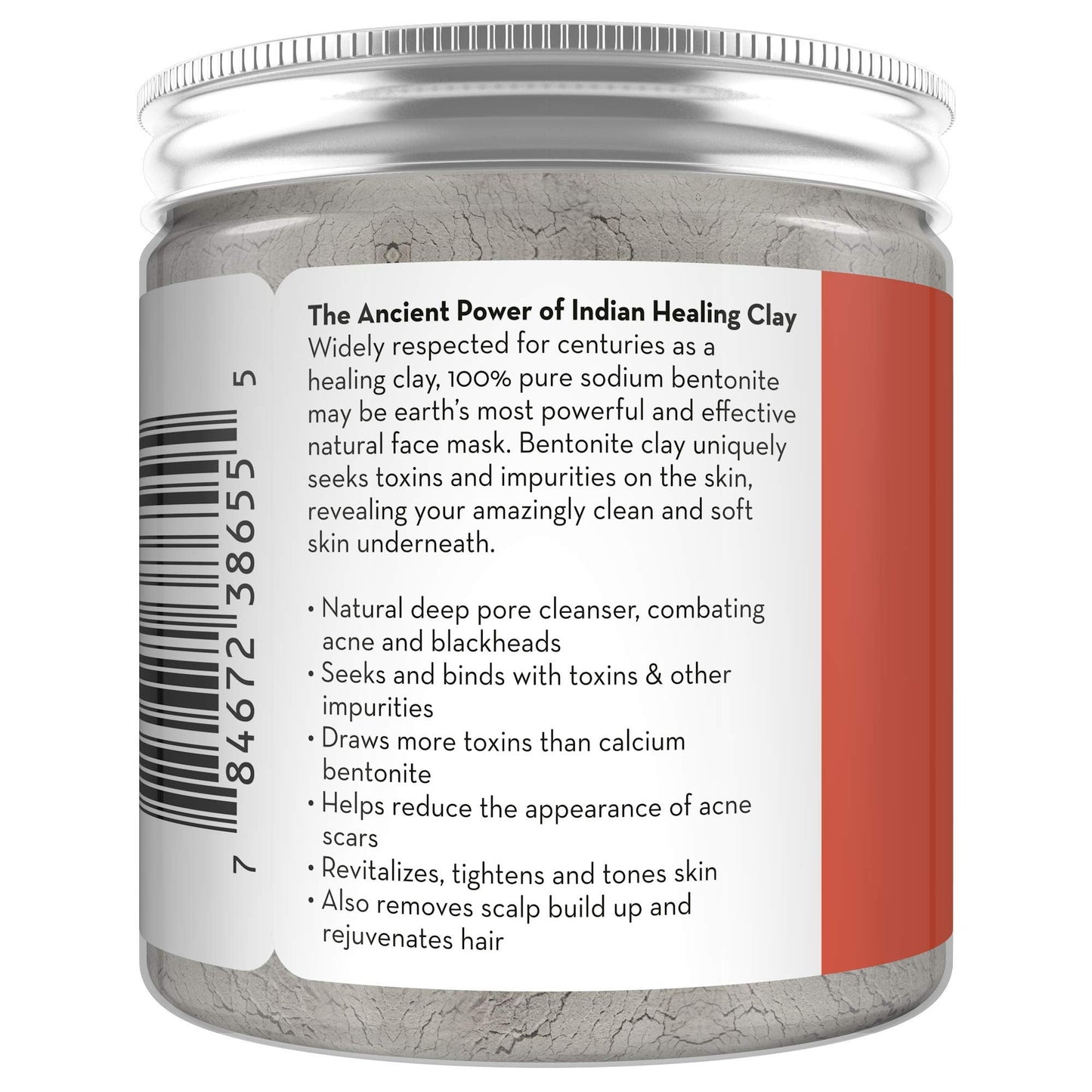 Pure Body Naturals Bentonite Clay Powder – 8 oz, DIY Face & Body Mask, Deep Pore Cleansing, Armpit Detox, Pure Indian Healing Clay