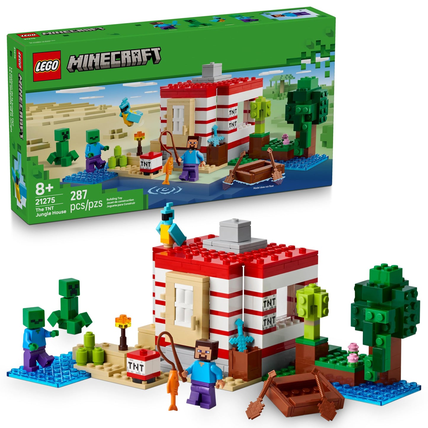 LEGO Minecraft TNT Jungle House Building Set for Kids 8+ – Collectible Toy for Boys & Girls, Birthday Gift, Video Game Fans 21275