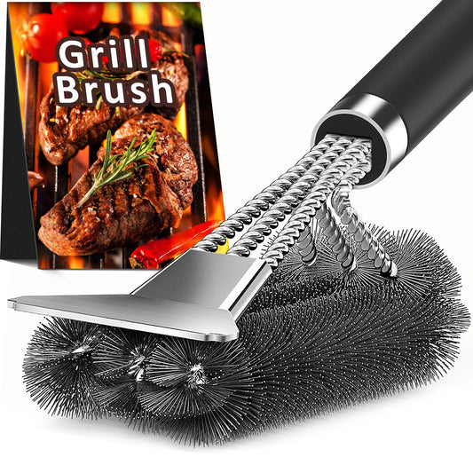 TNTOR 18" Grill Brush with Scraper – Adjustable Handle BBQ Cleaner for Gas, Charcoal & Smoker Grills, Great Gift for Dad