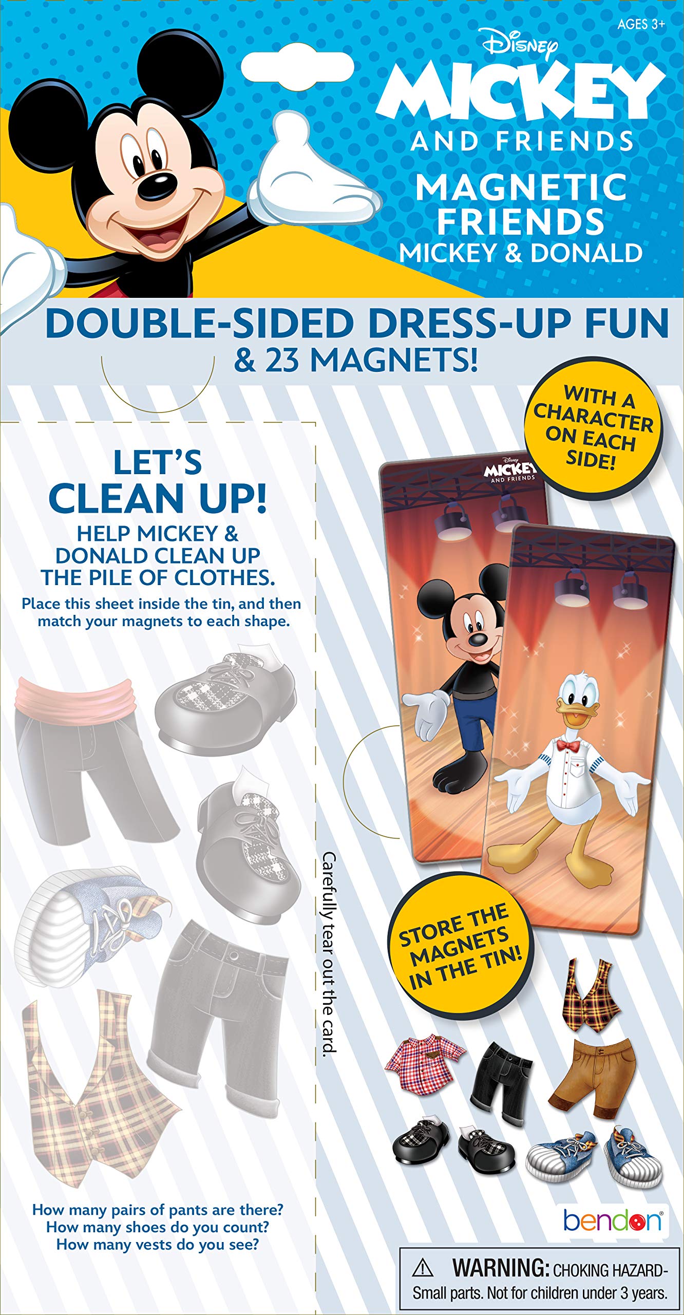 Disney Mickey Mouse and Donald Duck 23-Piece Magnetic Doll Tin 48837 Bendon