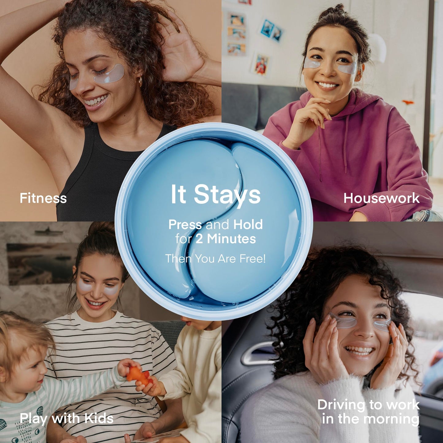 TEREZ & HONOR Korean Hydrogel Under Eye Patches - 60 Masks with Caffeine, Hyaluronic Acid & Niacinamide for Dark Circles, Puffiness & Wrinkles