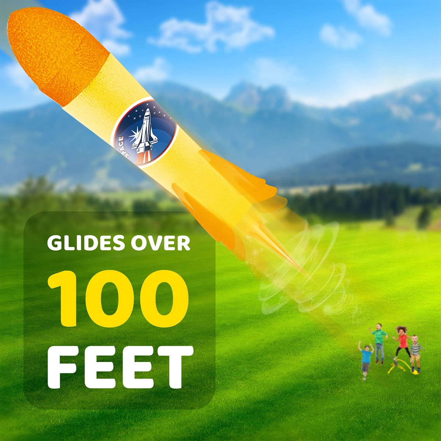 V-Opitos 2-Pack Rocket Launchers Toy for Kids 3-8 Years with 8 Colorful Foam Rockets – Outdoor Fun, Birthday & Christmas Gift