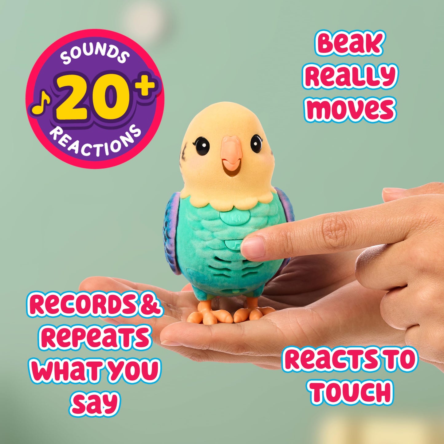 Little Live Pets My Really Real Talking Bird Toy & Cage - Indie, Interactive Voice Repeating Toy, 20+ Sounds & Reactions, Talking Toys for Kids 5-7