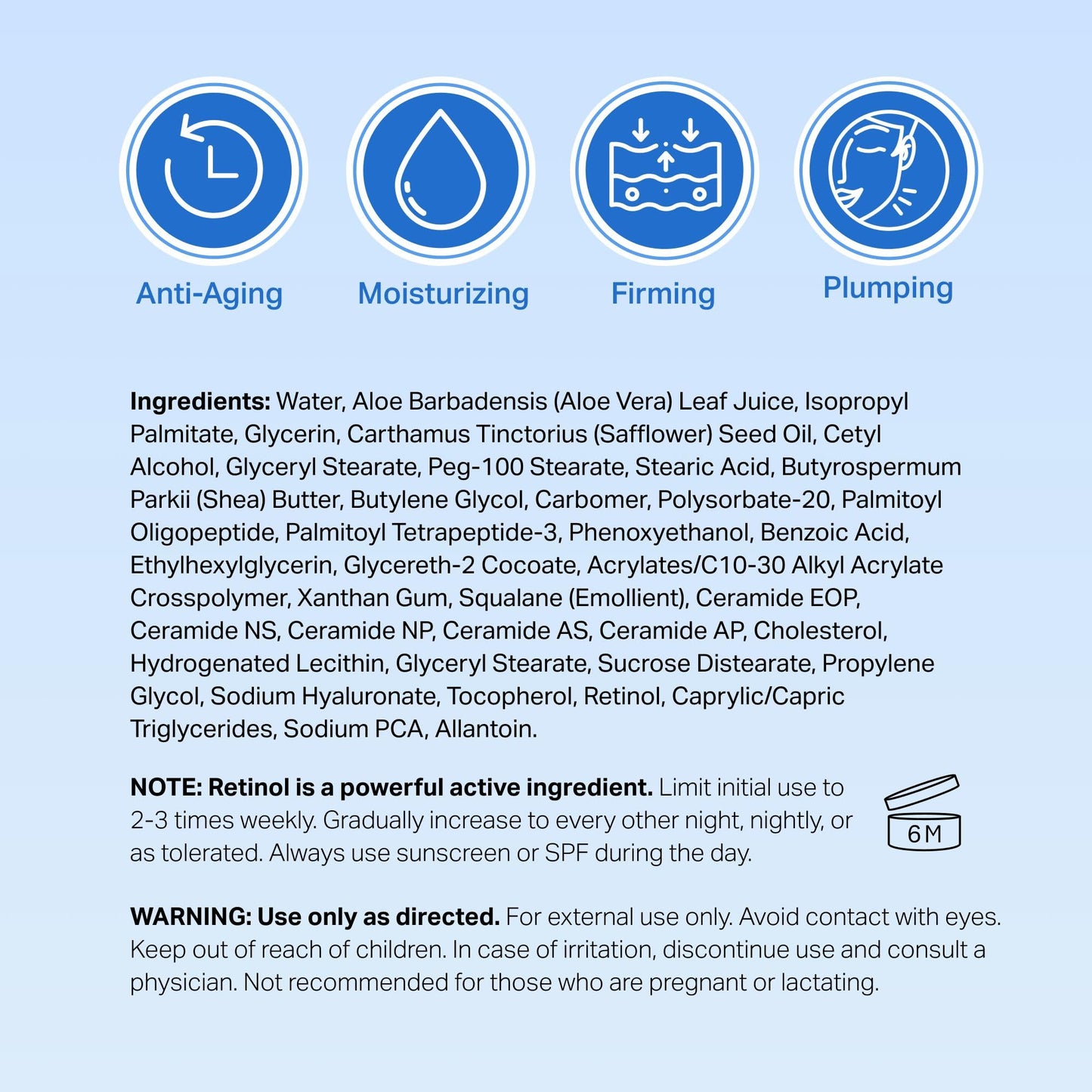 HYDRONOVA Anti-Aging Face & Neck Cream with Retinol – Skin-Firming, Wrinkle-Reducing PM Moisturizer for Women, Face & Décolleté