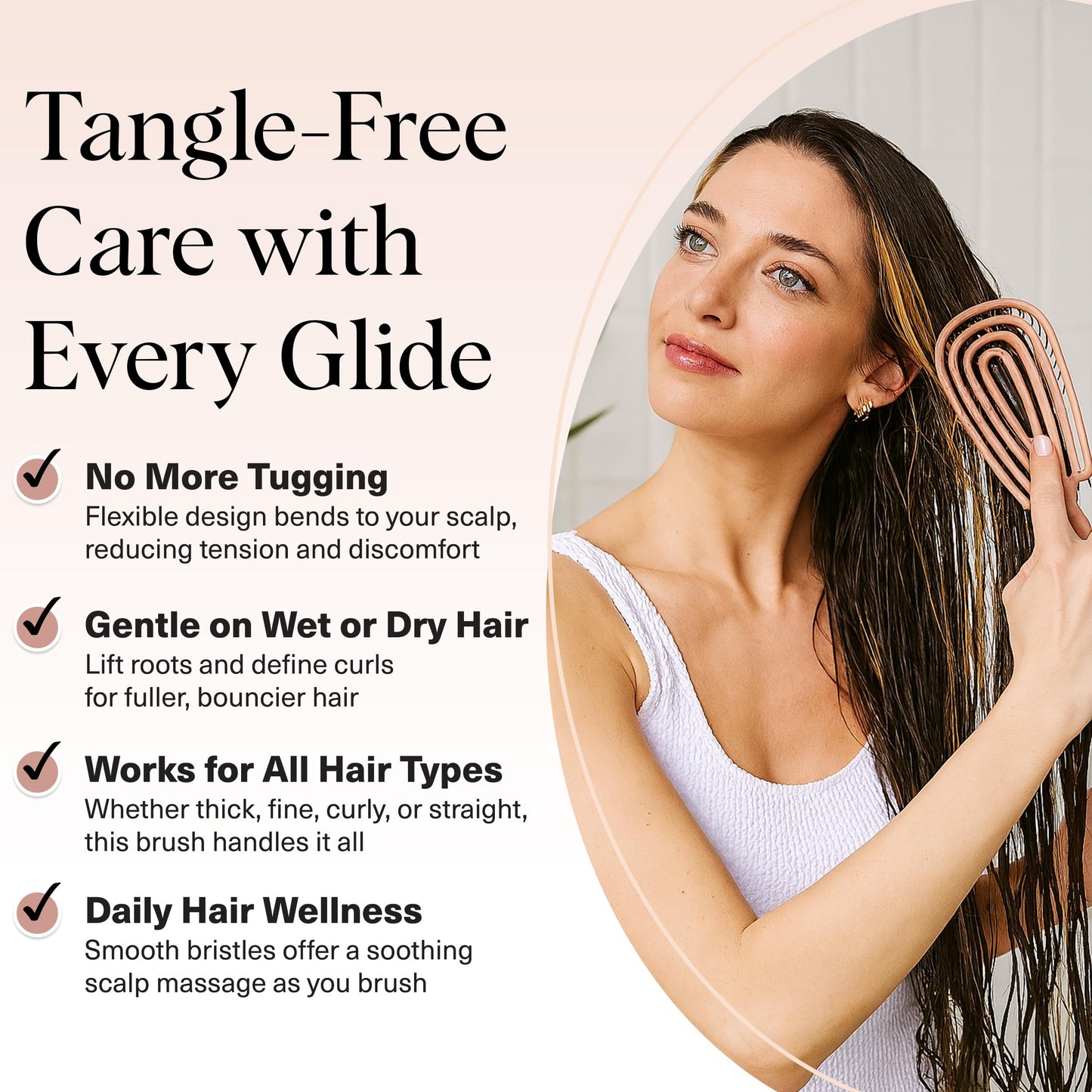 Kitsch Detangler Brush – Flexible Terracotta Hair Brush for Women, Men & Kids | Ultra-Smooth Bristles for Wet or Dry Curly Hair, No Pulling or Breakage