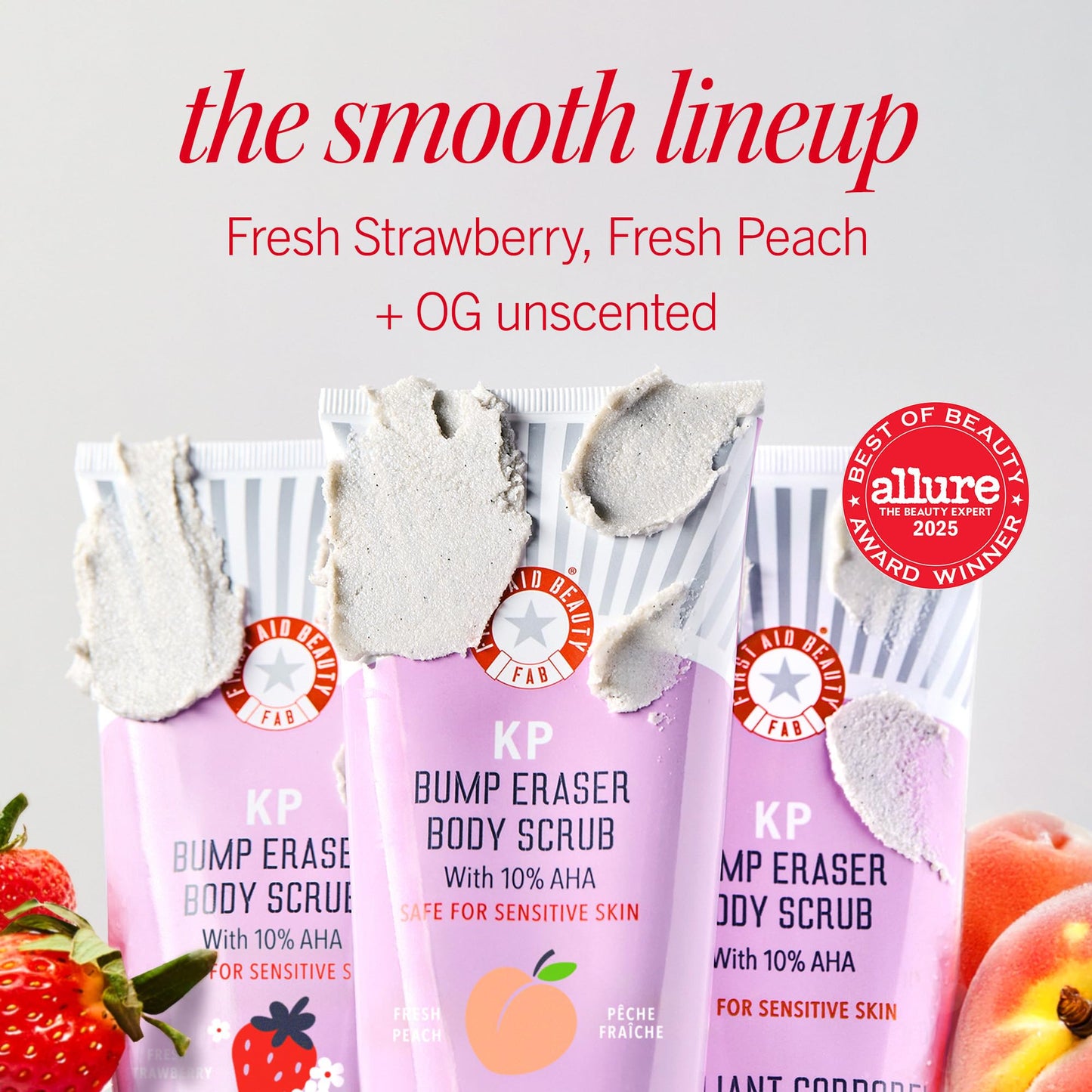 First Aid Beauty KP Bump Eraser Body Scrub 10% AHA – Exfoliates & Smooths Chicken Skin Bumps, Glycolic & Lactic Acid, Sensitive Skin Safe, 8oz 2-Pack