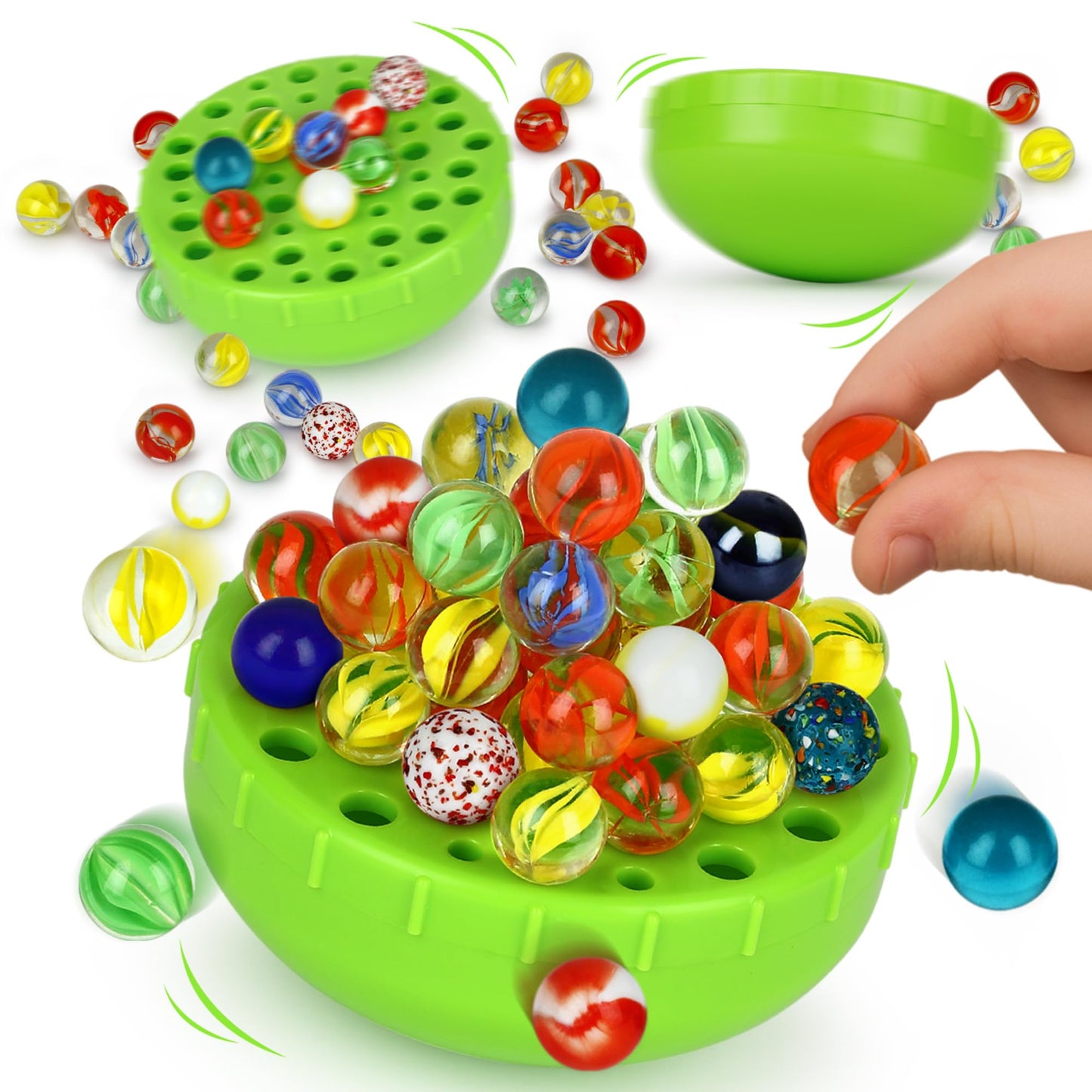 Funwares WobbleBall Marble Balance Game, 50 Marbles Included, Skill & Dexterity Games for Kids & Adults, Family Party Game for 1-4 Players, Ages 6+