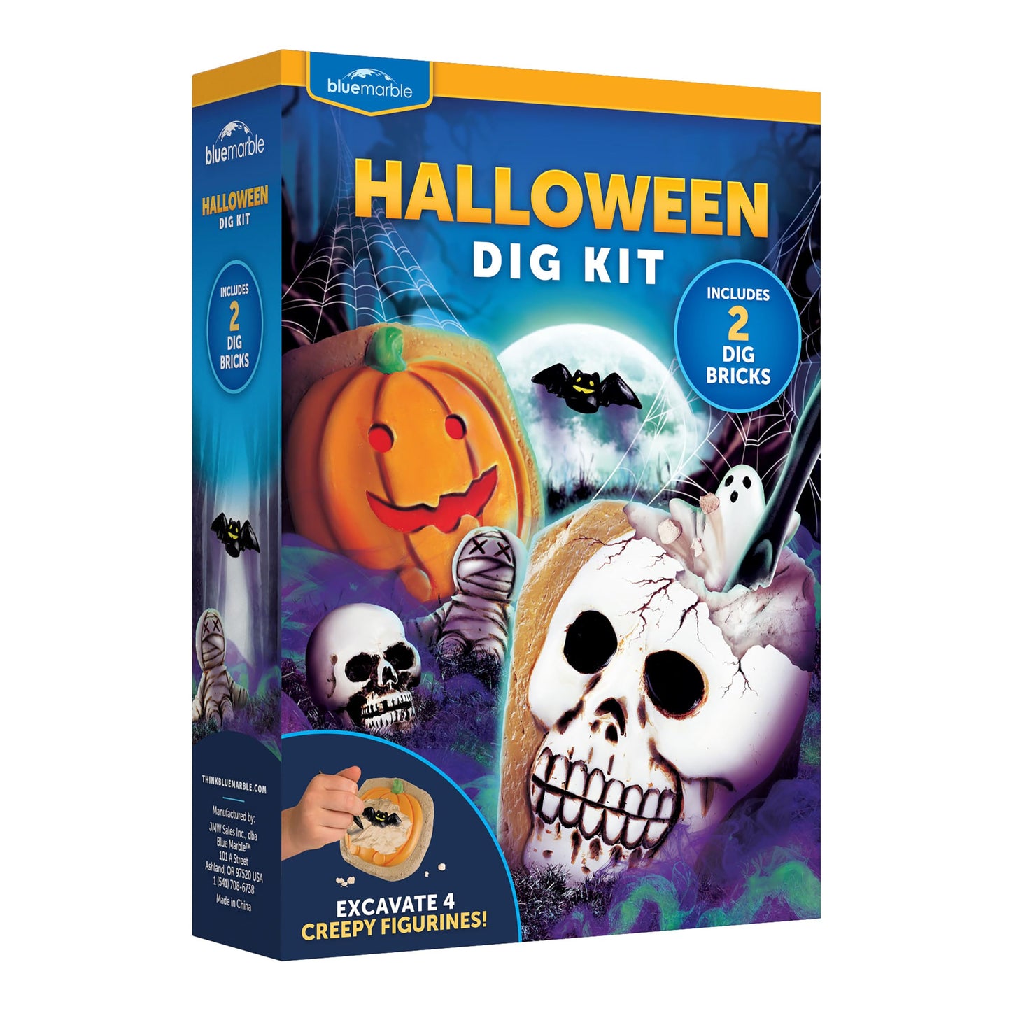 Blue Marble Halloween Dig Kit – Excavation Set with Skull, Pumpkin & Spooky Figures for Kids, Hands-On Activity & Boo Basket Fun
