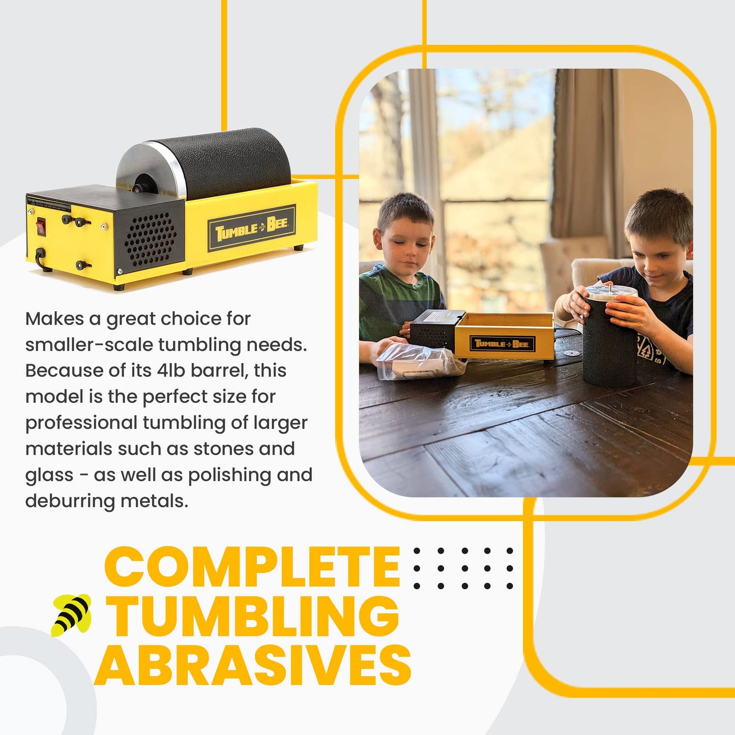 Tumble-Bee TB-14 Rock Tumbler - Large 1x4LB Rotary Polishing Machine for Stones, Rocks, Metals & Sea Glass, Adults & Kids, Hobby & Pro Use