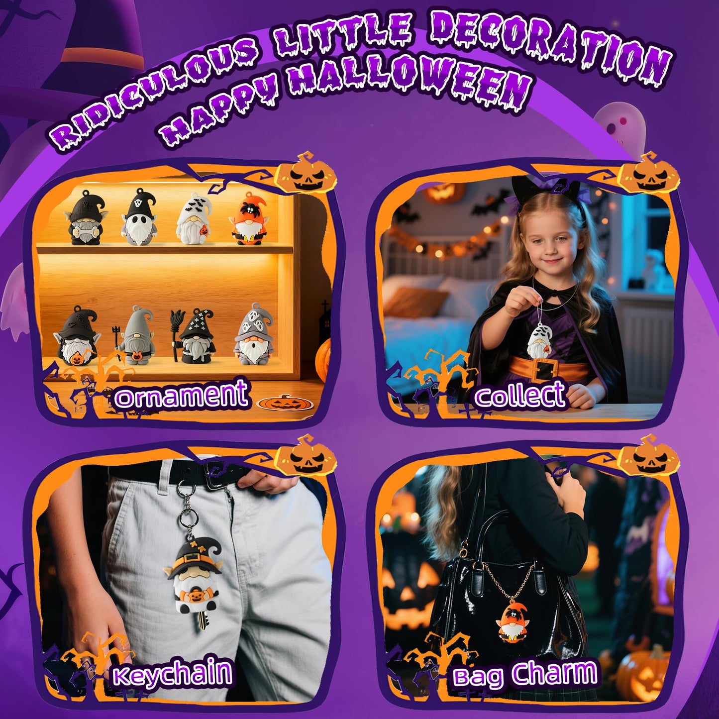 Compareye 36 Pcs Mini Gnome Figures – 1.6" Halloween Party Favors, Dollhouse Decor, Keychains, Trick-or-Treat Gifts for Kids & Adults