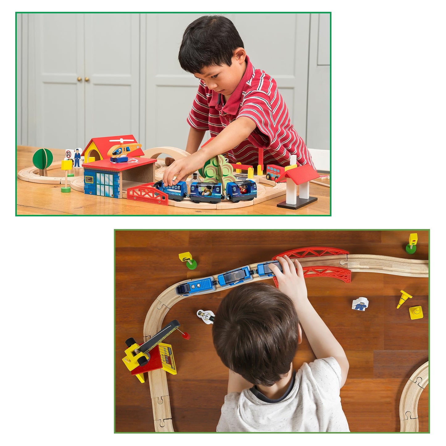 KipiPol Battery Operated Action Locomotive Train for Wooden Tracks, Magnetic Engine Compatible with Thomas & Brio Sets, Kids Ages 3-5+