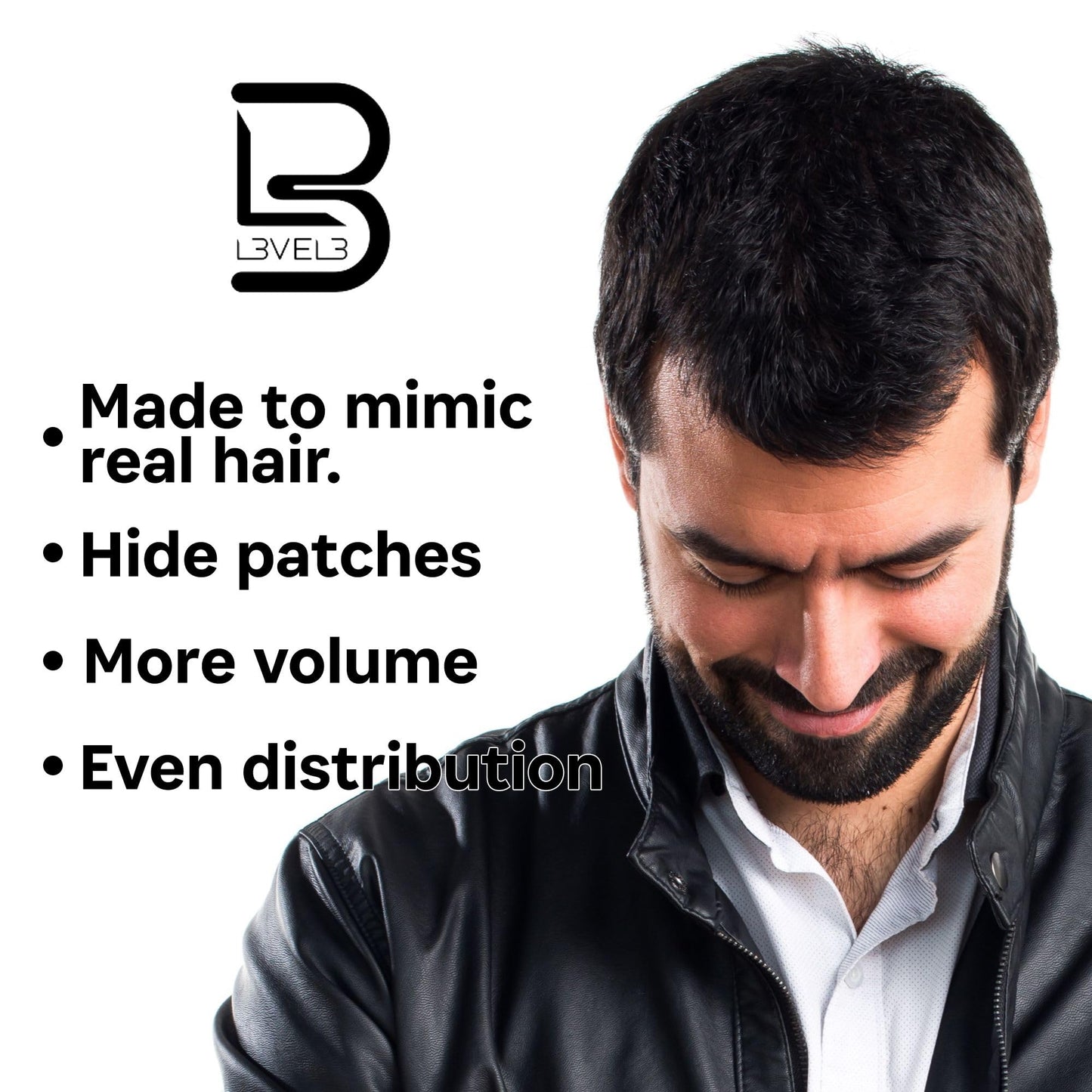 L3 Level 3 Black Hair Fiber Spray - Covers Bald Spots & Thinning Hair - Instant Gray Coverage & Thicker Hair Appearance