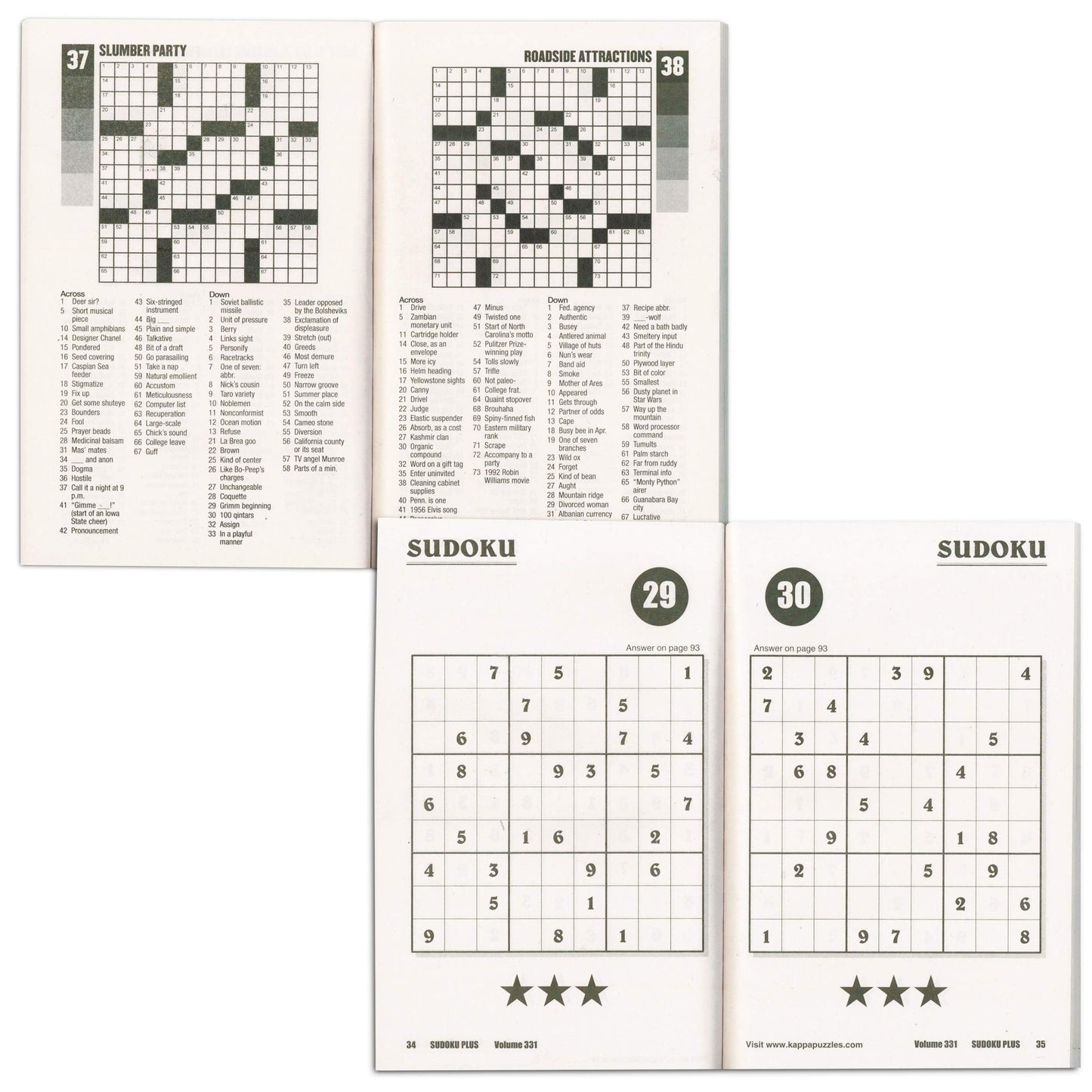 Crossword Sudoku Travel Size Puzzle Books for Adults Seniors Super Set ~ Bundle of 4 Travel Crossword and Sudoku Puzzle Books (Over 330 Puzzles Total)