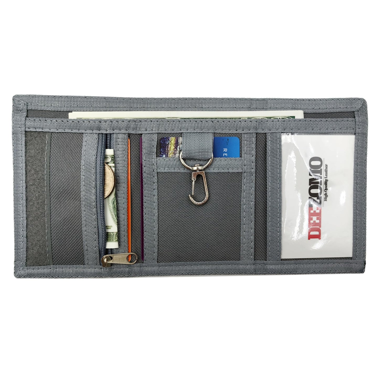 AI-DEE RFID Trifold Canvas Wallet for Kids – Outdoor Sports Front Pocket Wallet with Magic Sticker, Triangle P