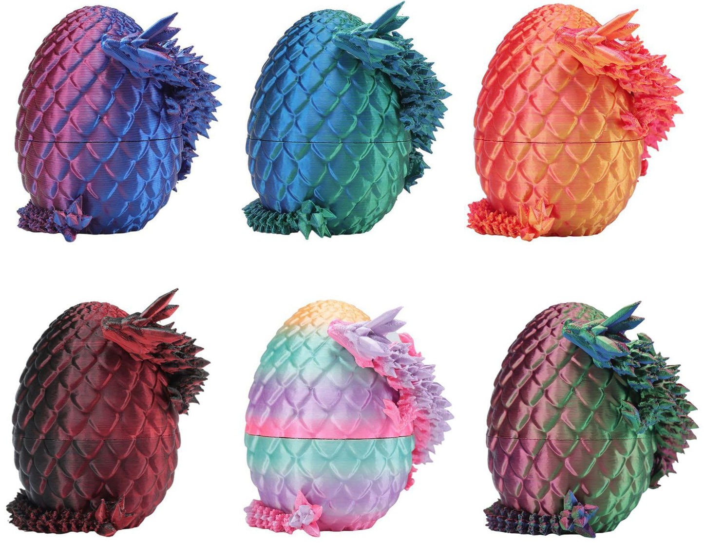 Rapean 6-Pack 3D Printed Dragon Eggs with Surprise Dragon Inside – Mini Easter Toys, Desk Decor, Fidget & Mystery Crystal Gifts