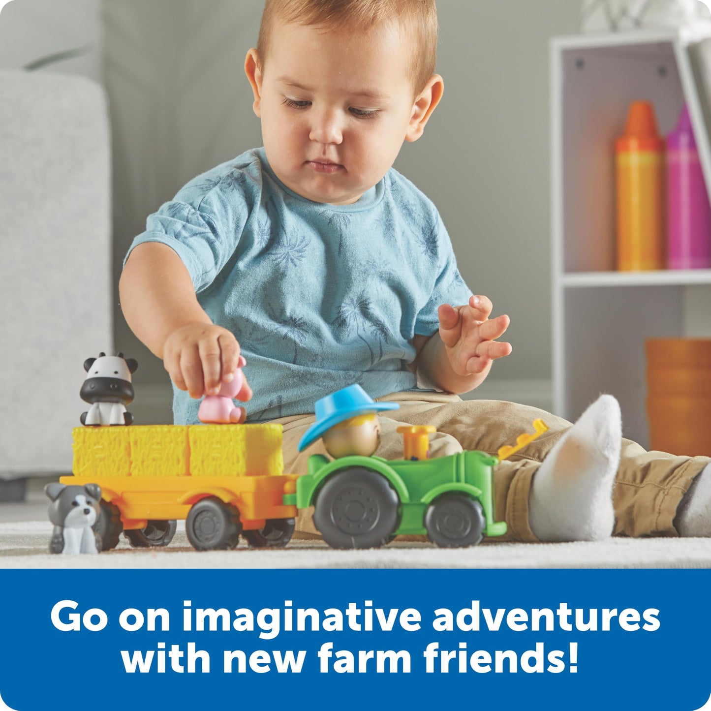 Learning Resources Peeksville Haul & Seek Tractor Toy with Farm Animals – Toddler Sensory Play, Preschool Learning & Farm Games