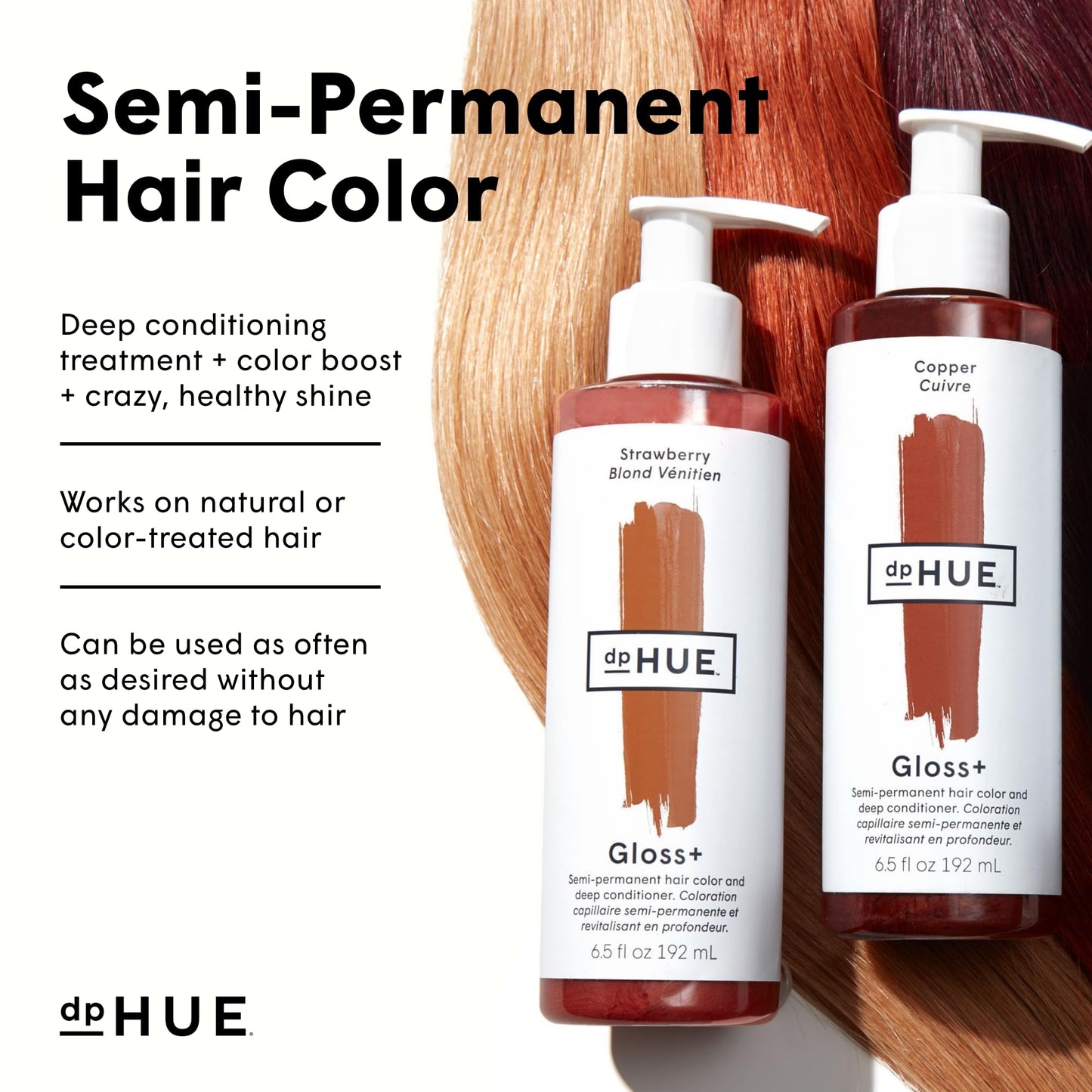 dpHUE Gloss+ Semi-Permanent Hair Color & Deep Conditioner, Auburn, 6.5 oz – Lasts Up to 8 Washes, Vegan, Paraben & Sulfate Free