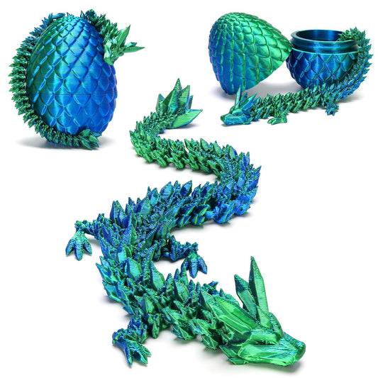 3D Printed Dragon Surprise Egg with Dinosaur Fidget Toy for Kids – Birthday, Halloween & Christmas Gift, Indoor/Outdoor Fun (Green)