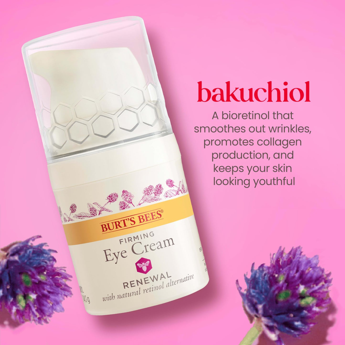 Burt's Bees Renewal Firming Eye Cream with Natural Retinol Alternative, Reduces Wrinkles, Fine Lines & Dark Circles, 99% Natural, 0.5 oz