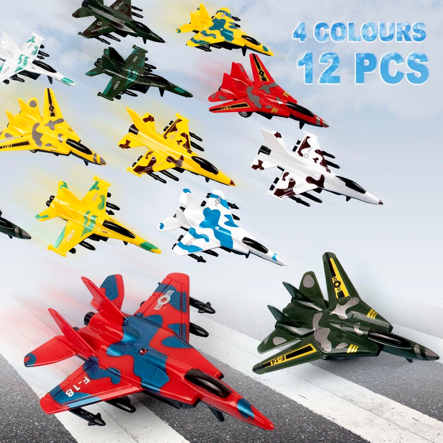 soi-meme 12 Pcs Pull Back Airplane Toys for Toddlers 1-3, Boys Plane Playset,FighterToys, Gifts for Toddler Kids 1+ Years Old, Kids Presents Toys