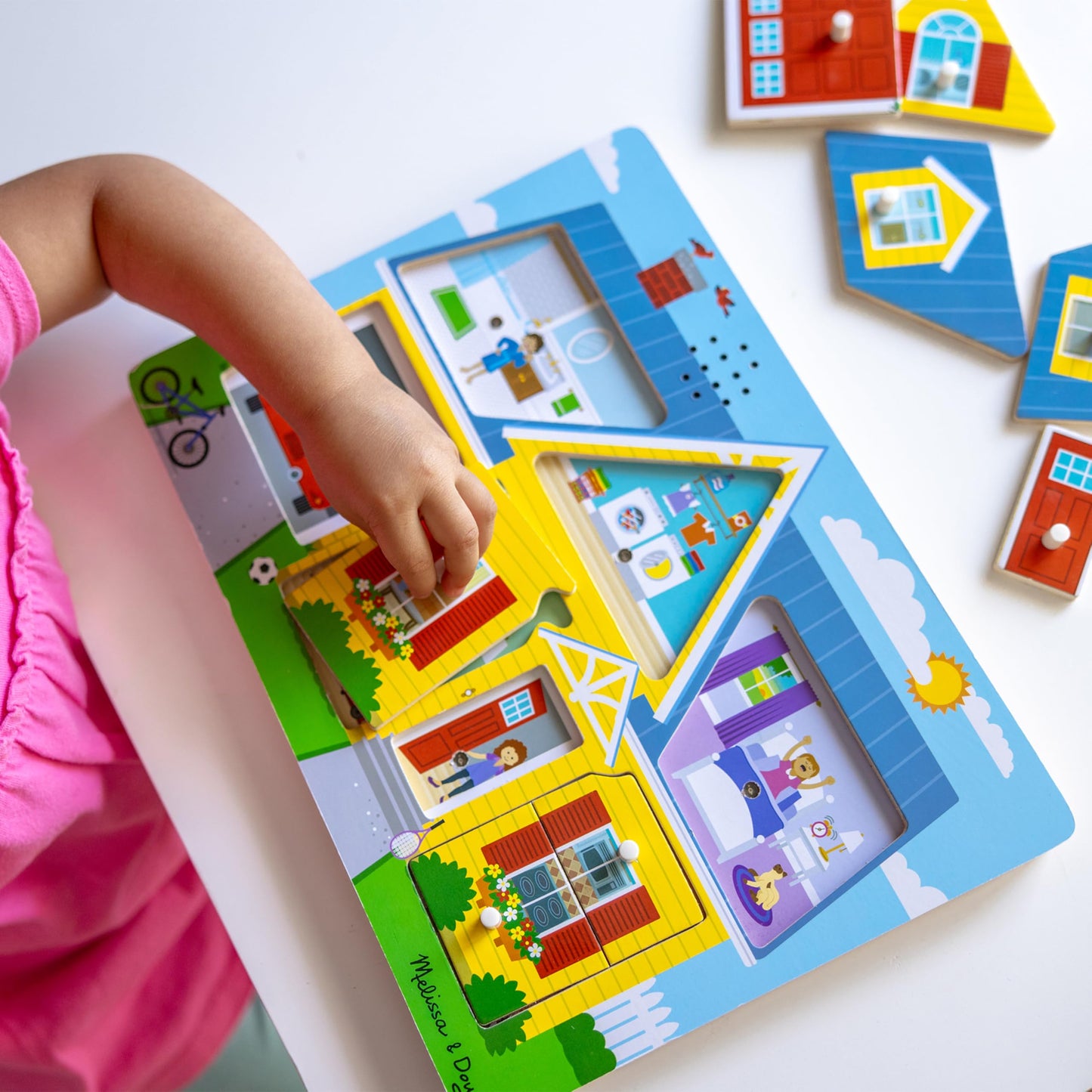 Melissa & Doug Around The House Sound Puzzle - Wooden Peg Puzzle (8 pcs)