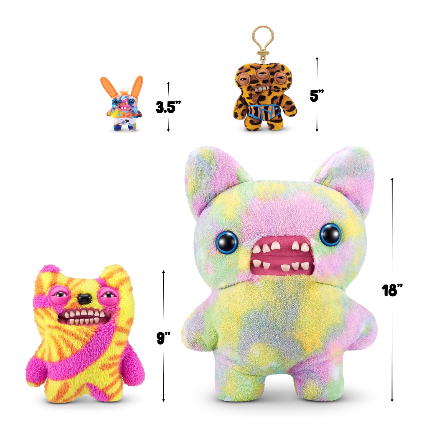 Fuggler Key Rings Series 4 by ZURU Funny Ugly Monster, Plush, Collectible, Toy (3 Pack)