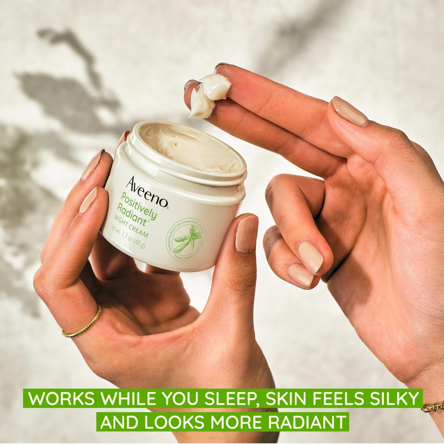 Aveeno Positively Radiant Night Cream for Face & Neck – Tone Correcting Soy & Niacinamide, Evens Skin, Targets Dullness, 1.7 oz