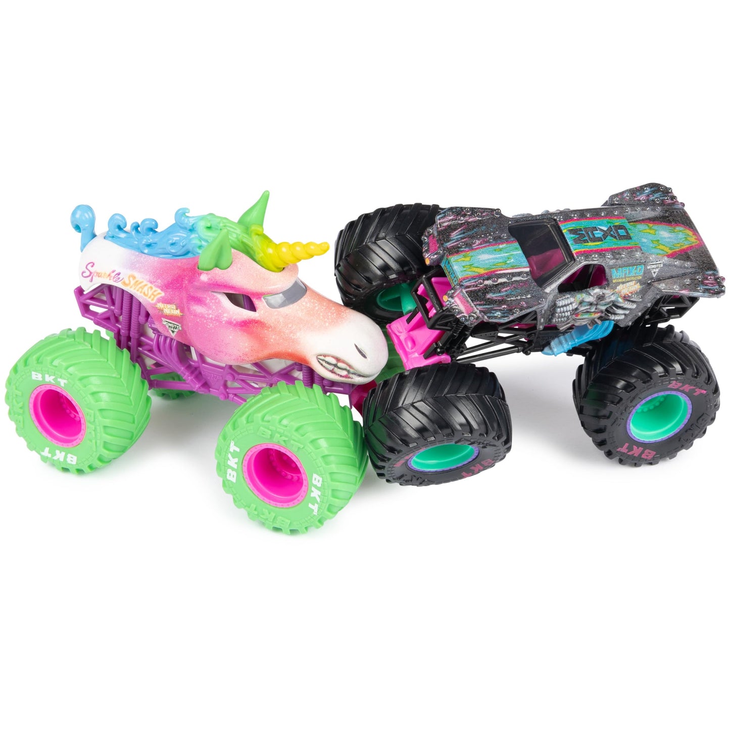 Monster Jam, Official Nitro Neon, Sparkle Smash Vs. Max-D, 1:64 Scale Die-Cast Monster Trucks, Kids Toys for Boys Ages 3 and up