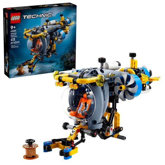 LEGO Technic Deep-Sea Research Submarine 42201 Building Toy for Kids 9+ with Movable Propellers, Creative Birthday Gift for Boys & Girls