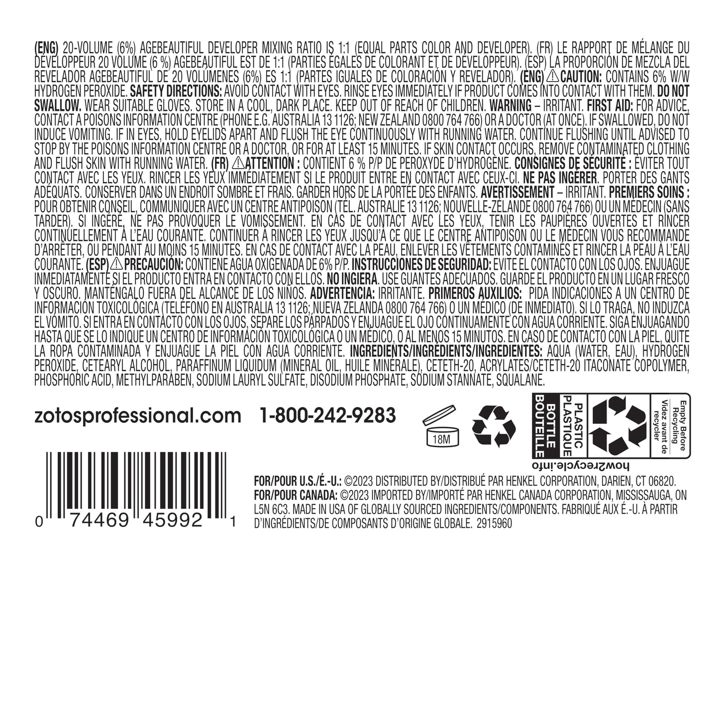 AGEbeautiful 20 Volume Gentle Creme Developer 4 oz | For Permanent Hair Color, Toners & Lighteners | Professional, Long-Lasting Results