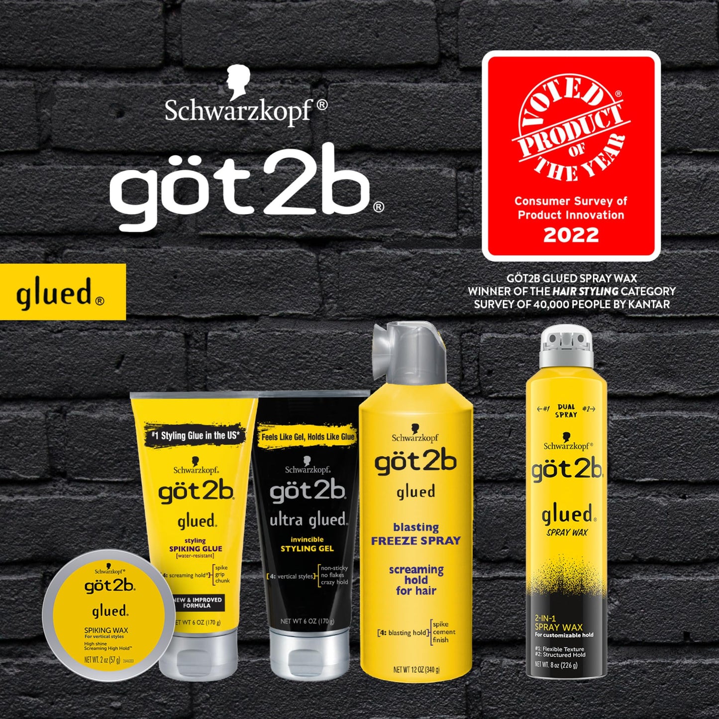 Got2B Ultra Glued Invincible Styling Gel 2 - 6 oz tubes + 1 Travel 1.25 oz tube