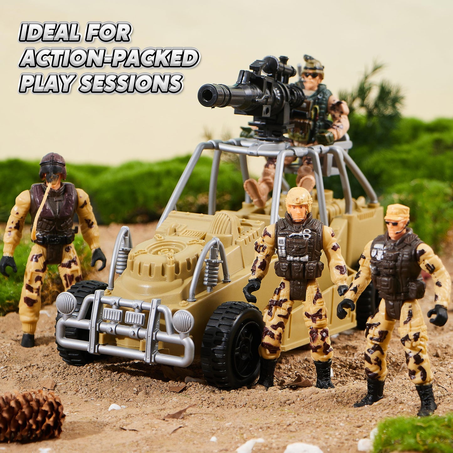 JOYIN Military Base Toys Set Including Army Vehicles, Army Men Action Figures and Weapon Gear Accessories Military Combat Toys
