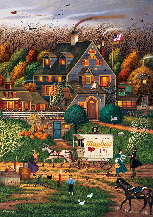 Buffalo Games Charles Wysocki Secret Passage Inn – 300-Piece Jigsaw Puzzle for Adults, Challenging Game Night Puzzle, 21.25"x15" Finished Size