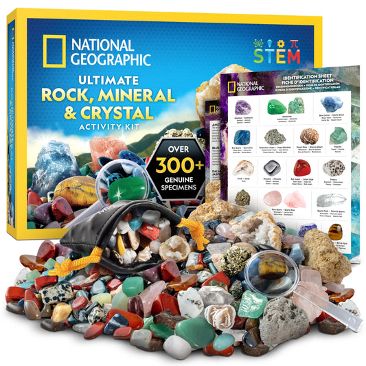 National Geographic 300+ Piece Rock & Crystal Collection for Kids – Geodes, Minerals, Gemstones Science Kit, Educational Geology Gift