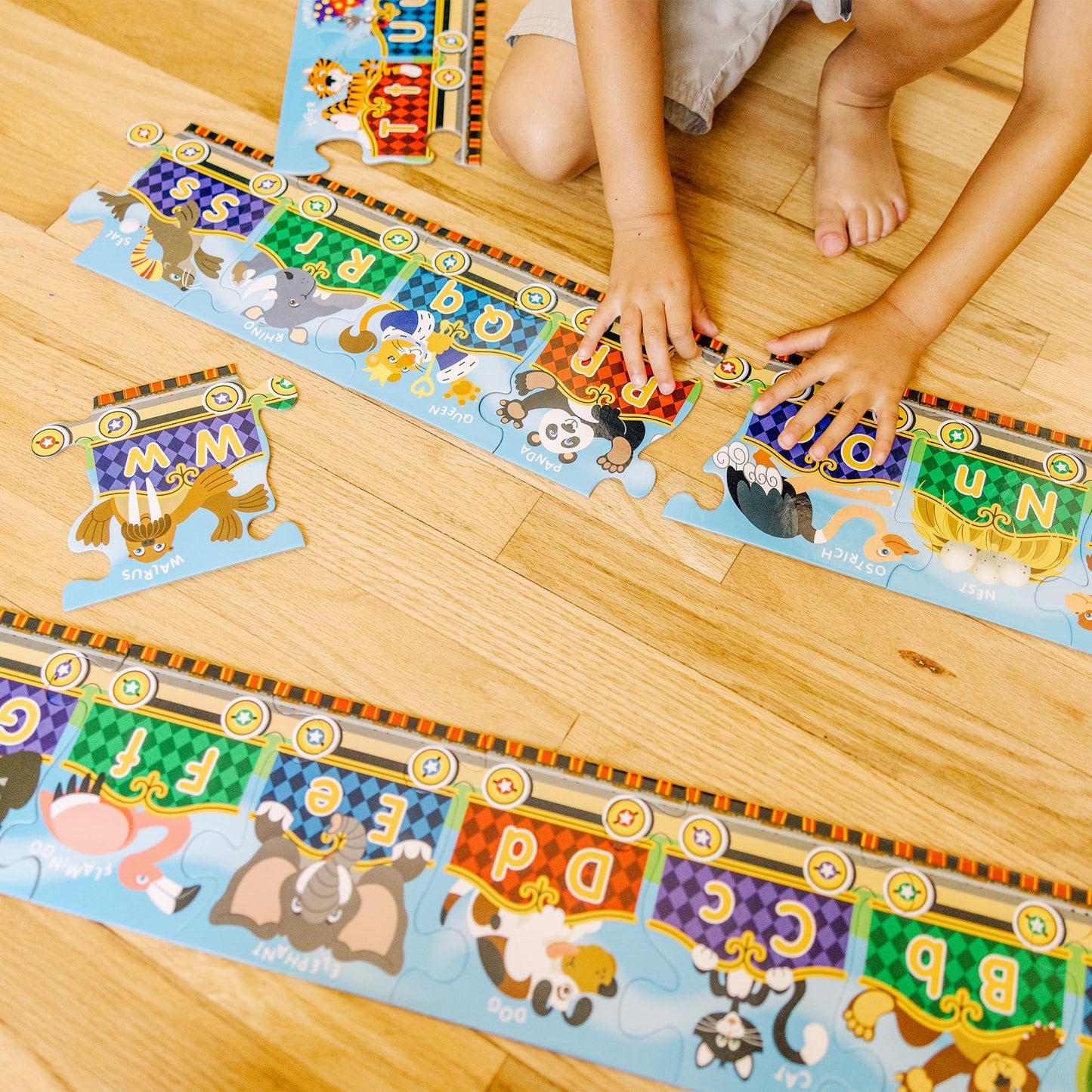 Melissa & Doug Alphabet Express Jumbo Jigsaw Floor Puzzle (27 pcs, 10 feet Long) - FSC Certified
