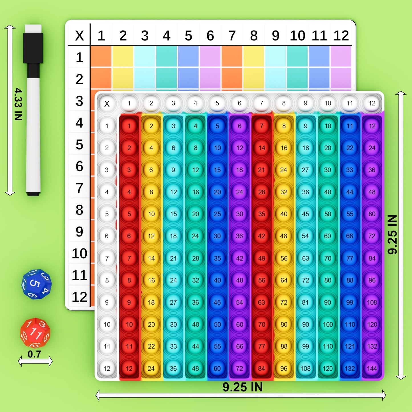 Multiplication Chart Pop It - Multiplication Game Board, 12x12 Times Table Math Game Board for Kids Learning, Educational Multiplication Machine Toy