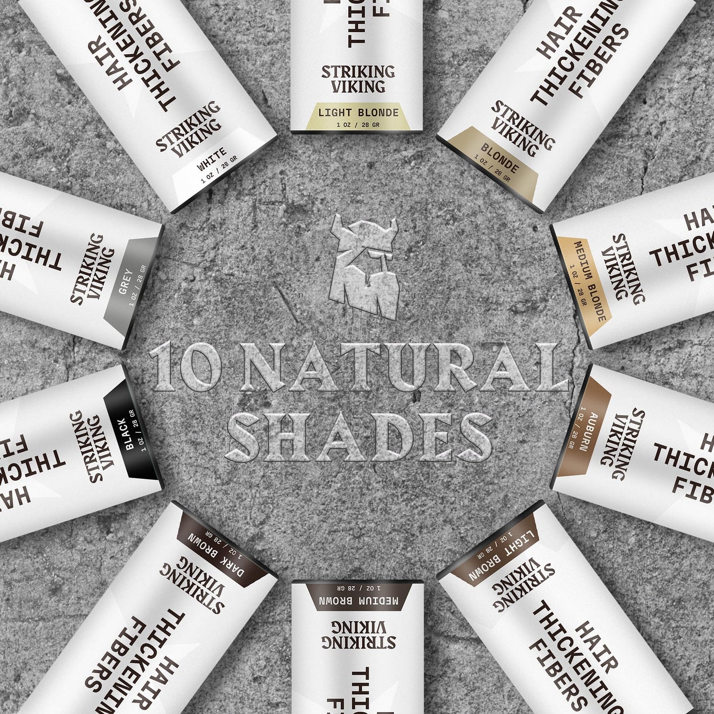 Striking Viking Hair Building Fibers for Thinning Hair - Dark Brown, 0.98 oz – Long-Lasting, Natural Hair Filler Powder for Men & Women