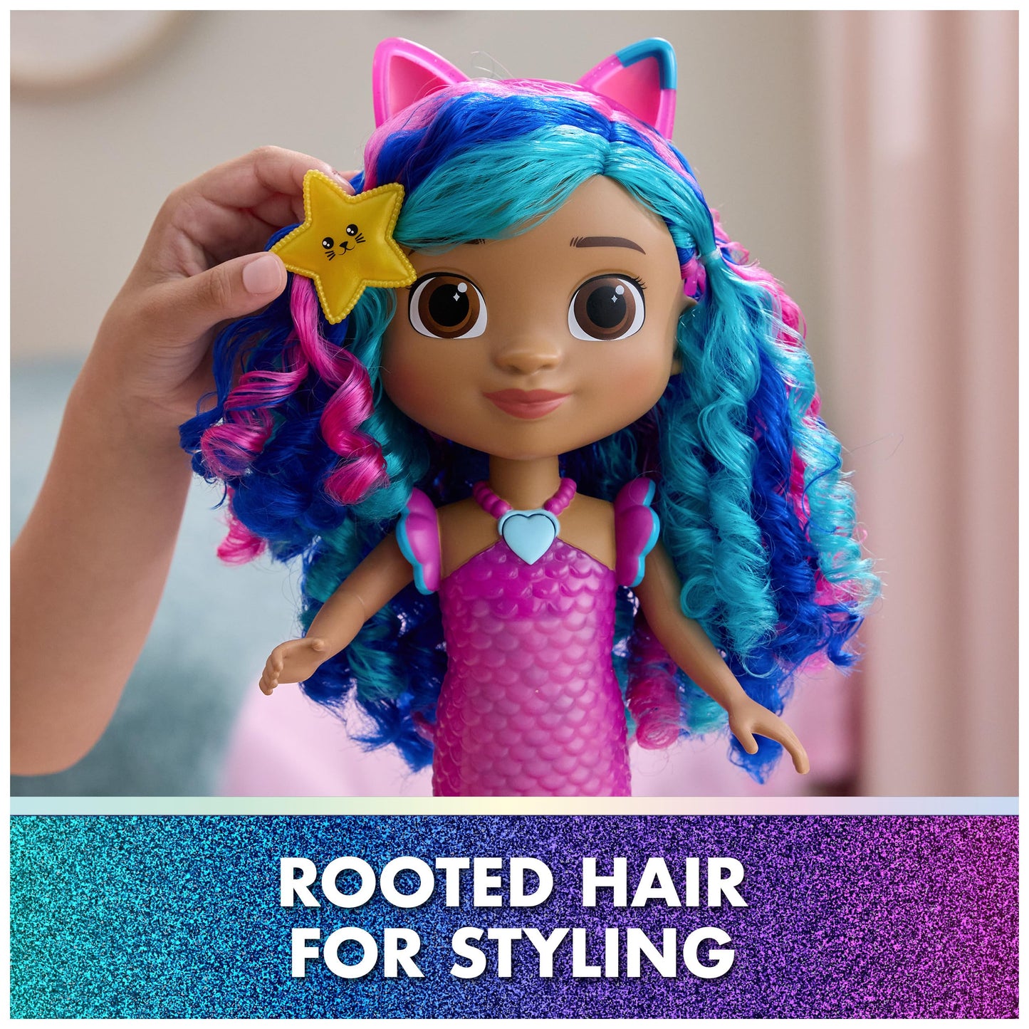 Gabby's Dollhouse: The Movie, Sing & Shine Mermaid Gabby, Waterproof Mermaid Doll with Lights & Sounds, Kids Toys for Girls & Boys Ages 3 and Up