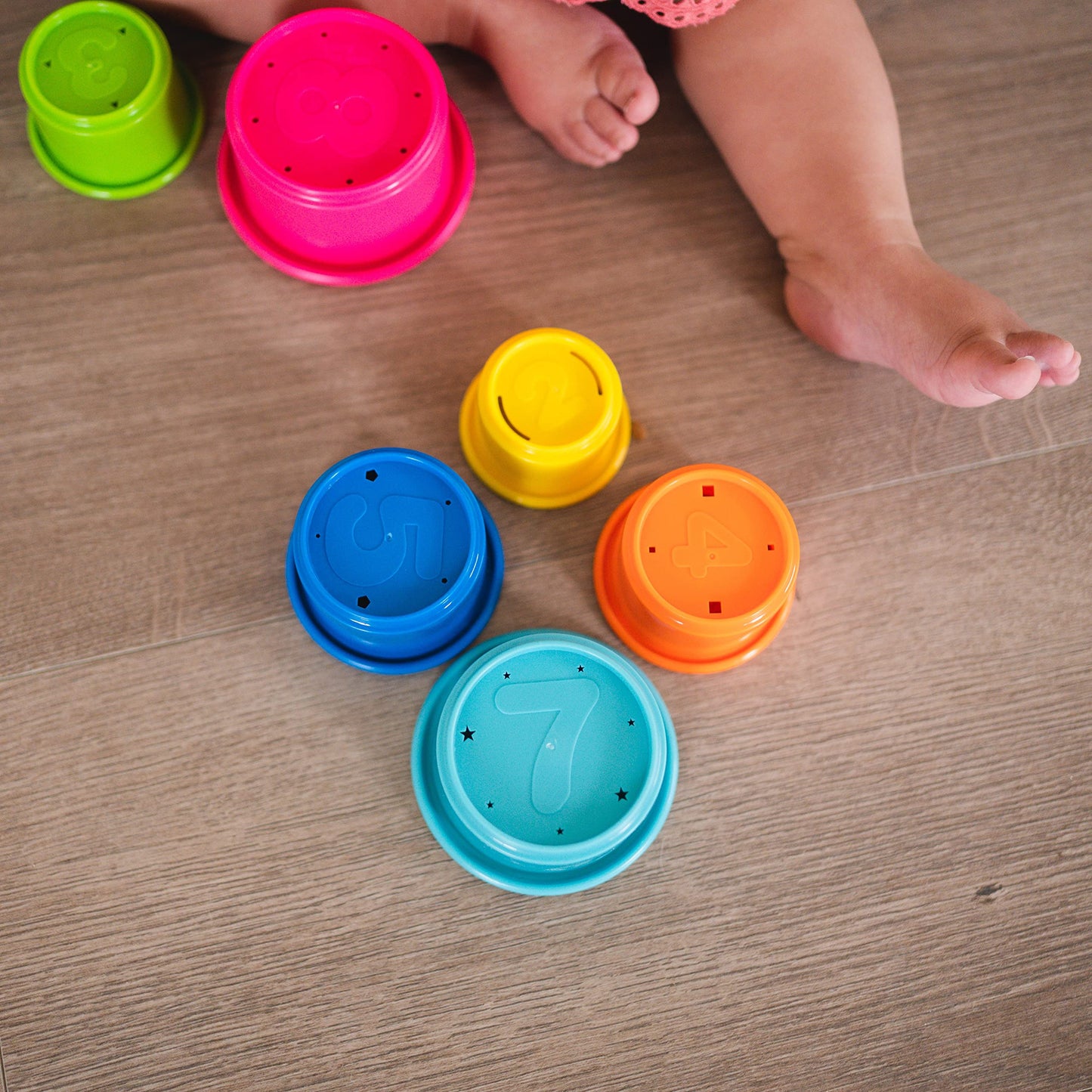 The First Years Stack & Count Stacking Cups - Colorful Baby Bath & Water Toys Set - 8 Stackable Cups for Learning & Toddler Play