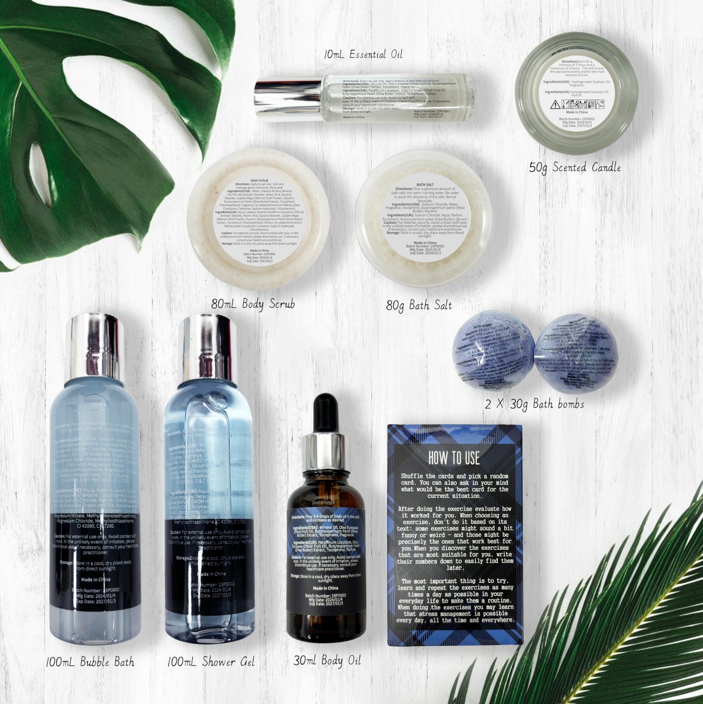 PEARLWORLD 12-Pc Men's Bath & Spa Gift Set – Ocean Scented Skin Care Kit, Self-Care & Relaxation Gift for Him, Christmas & Birthday