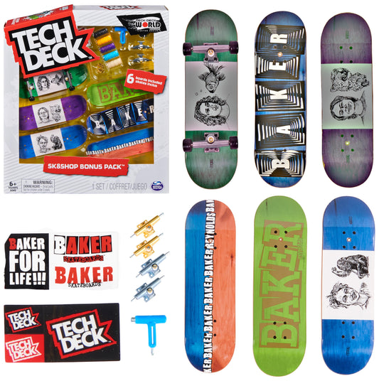 TECH DECK, Sk8shop Fingerboard Bonus Pack, Collectible and Customizable Mini Skateboards (Styles May Vary)