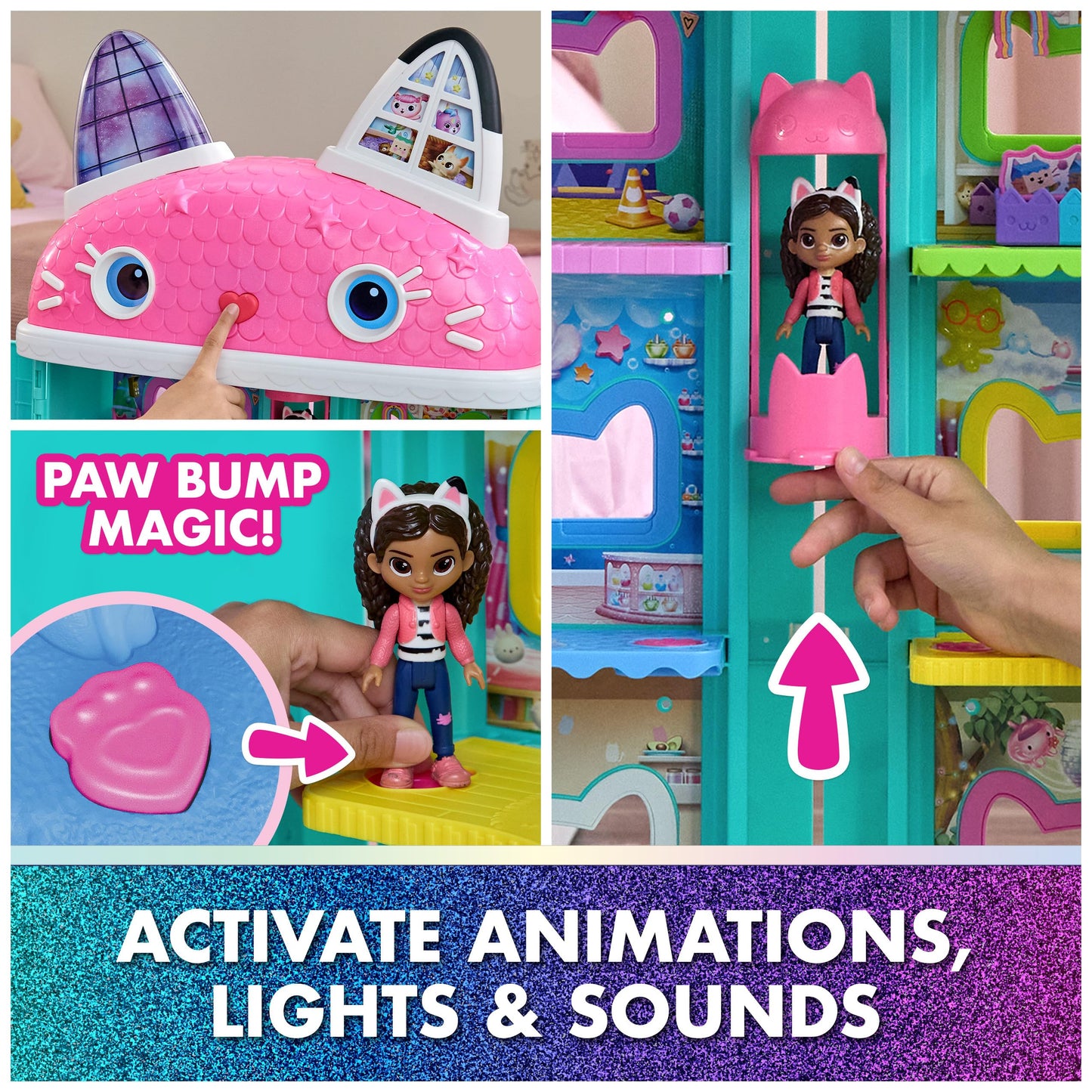 Gabby's Dollhouse: The Movie, Meow-Mazing Interactive Dollhouse, 7 Rooms, LCD Screen Eyes, Figures, Sound FX, Kids Toys for Girls & Boys Ages 3 and Up