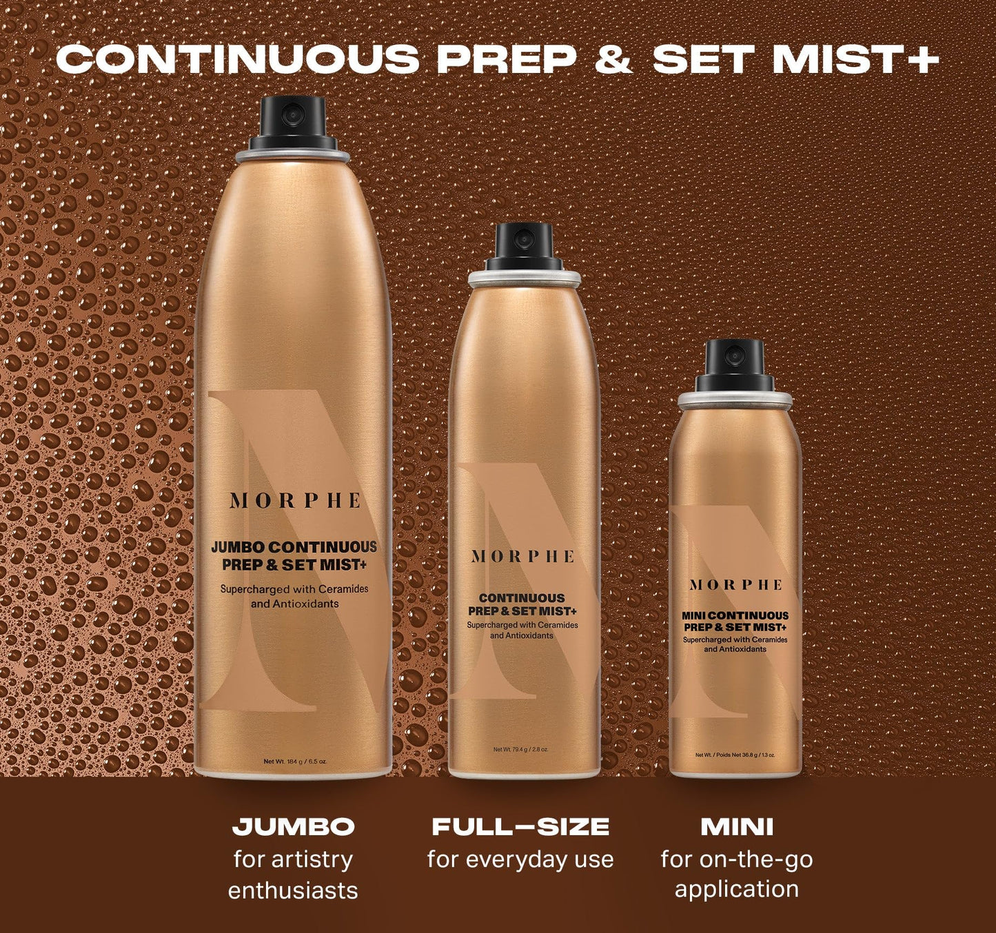 Morphe Jumbo Prep & Set Face Mist – Hydrating Setting Spray with Ceramides & Antioxidants for Radiant Makeup & Skin, 6.5 oz