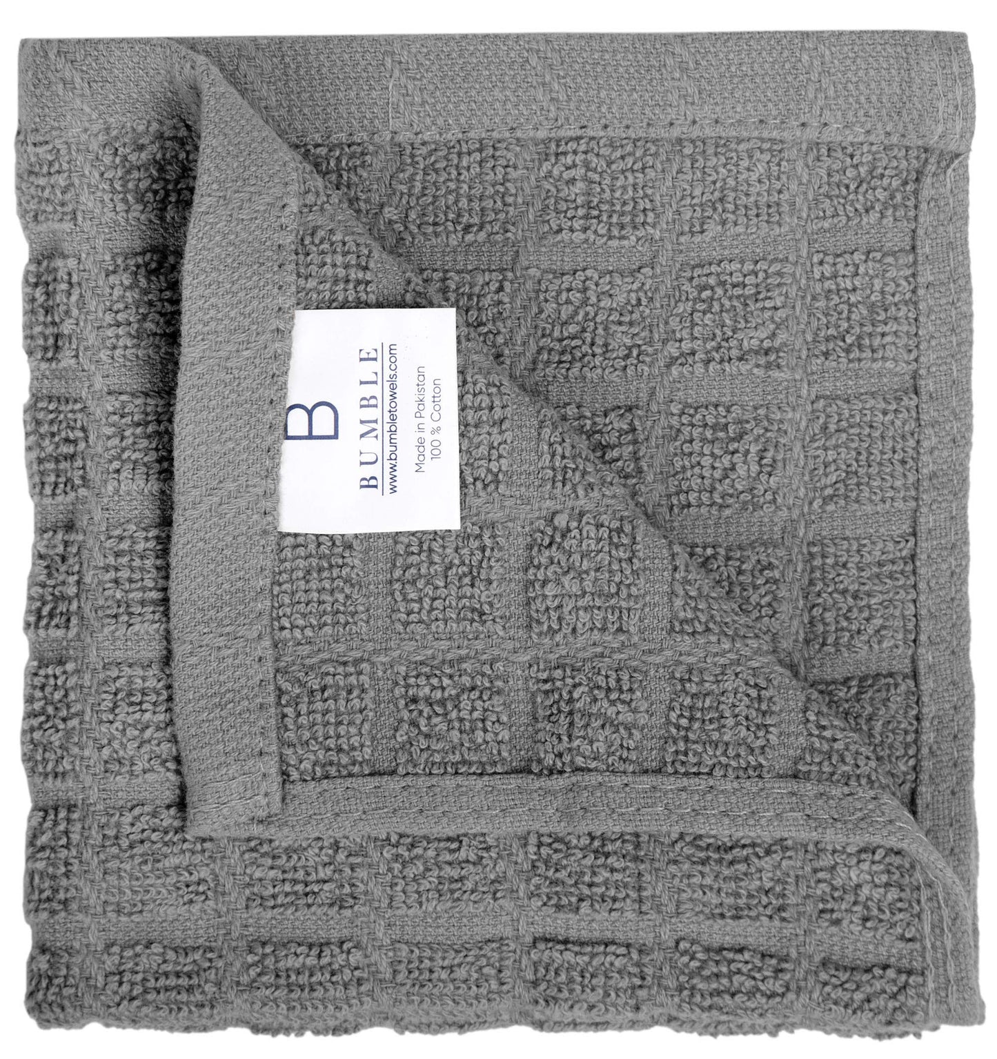 Bumble 8-Pack Cotton Dish Cloths – 12"x12", 405 GSM Kitchen Washcloths for Washing Dishes, Gray