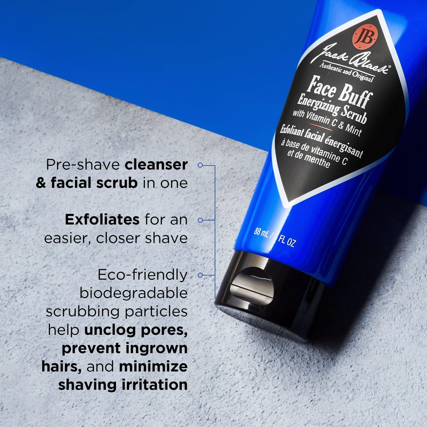 Jack Black Face Buff Energizing Scrub, 6 fl oz - Mens Facial Scrub, Exfoliating Face Wash for Men, Mens Skin Care and Facial Care