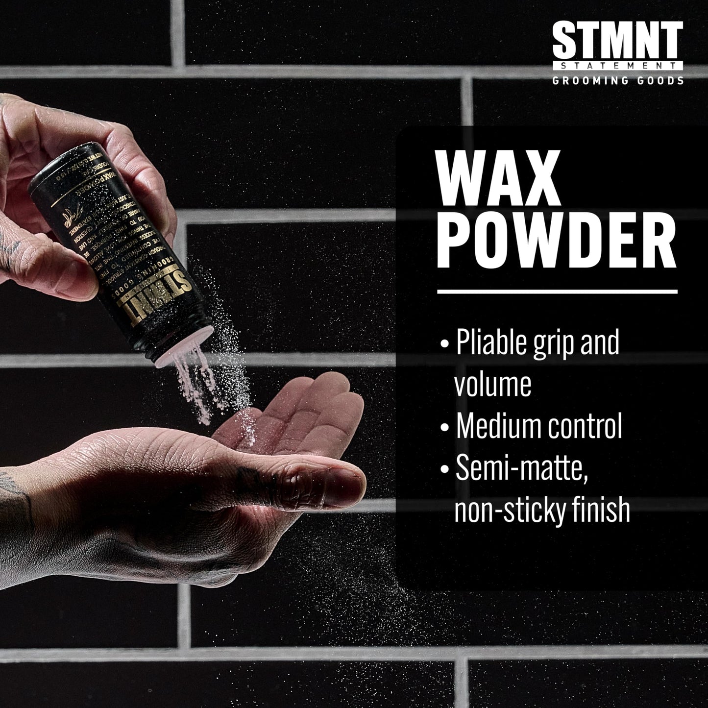 STMNT Grooming Goods Wax Powder, 0.53 oz | Semi-Matte Finish | Added Grip and Volume | Medium Control | Easy To Wash Out | Fuller Feeling Hair